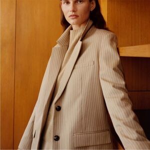 Everlane Beige Pinstripe Oversized Blazer